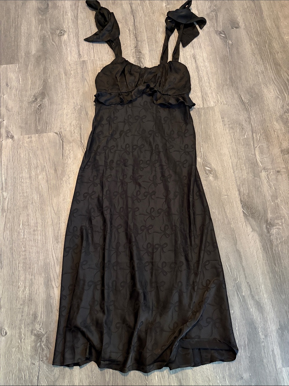 Trixxi Black Midi Dress with Tie Shoulder Straps